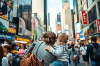 Baba a városi forgatagban, praktikusan és kényelmesen.