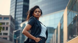 womensway 142 Önbizalommal rendelkező nő a városi környezetben