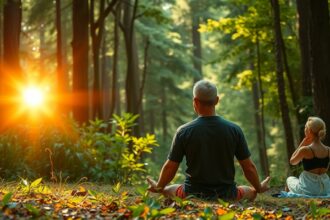 Pár meditáló ember a természetben, szívük és lelkük megnyitásáért.