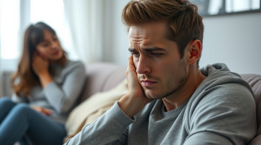 Fáradt párkapcsolati helyzet két fiatal között