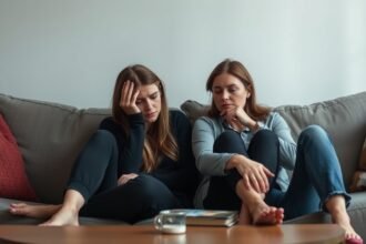 Két nő ül a kanapén, érzelmi elhanyagoltságot kifejezve.