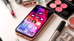 womensway 132 Szépségápolási mobilalkalmazások telefonon, sminktermékek között.