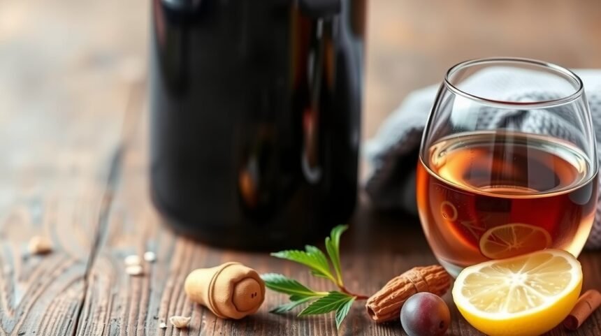 Hidratáló ital citrommal és fűszerekkel asztalon