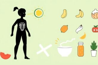 Egészséges étkezési szokások és természetes energiaforrások illusztrációja.