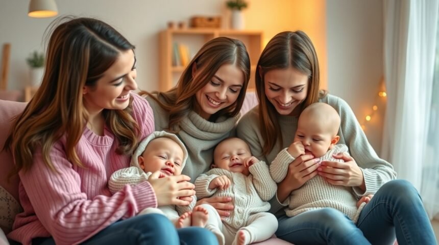 Kisbabás anyák mosolygós pillanatai a kanapén