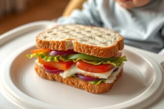 Puha szendvics avokádóval, zöldségekkel babának