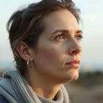 Nő, aki a távolba néz, a szakítás méltóságáról gondolkodik.