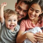 Család együtt, örömmel készülnek a kistestvér érkezésére.