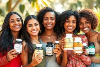 Nők vitaminokat tartanak a kezükben, egészségmegőrzés céljából.