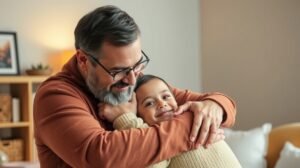 Egy gyermek és egy szülő közötti érzelmi kötődés és támogatás