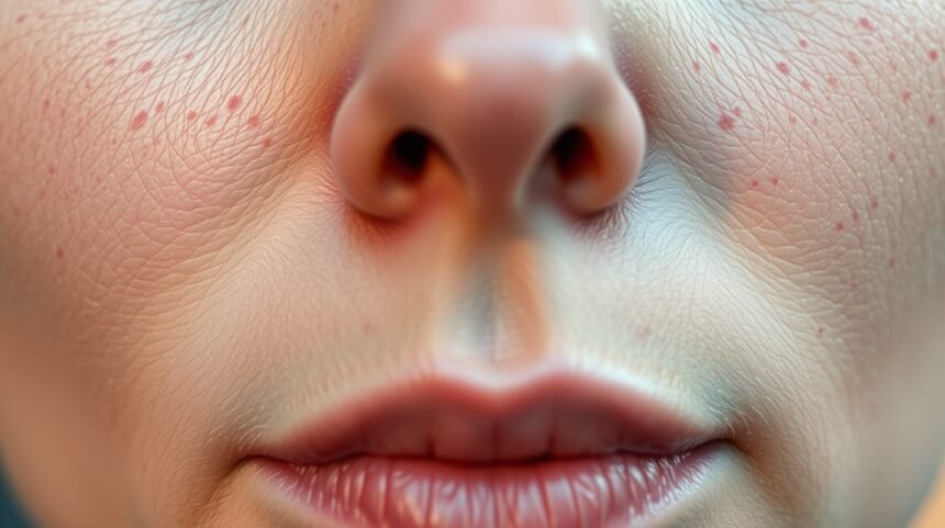 Bőrirritációval küzdő bőr közeli képe