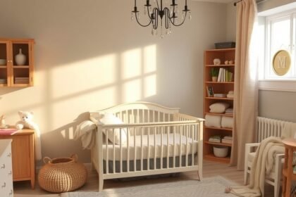 Kényelmes és világos baba szoba berendezés képe