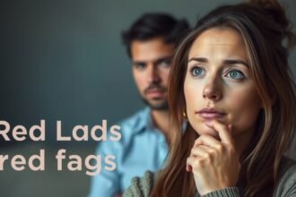 Egy nő gondolkodik egy férfi háttérben, a kapcsolati problémákra utalva.