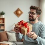 Férfi ajándékot kap egy elegáns dobozból