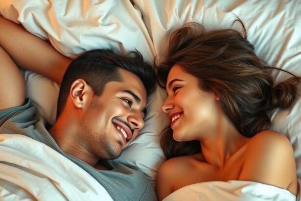 Pár különleges pillanat egy fiatal pár között az ágyban.