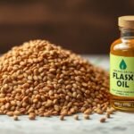 Lenmagolaj üveg és lenmag halom