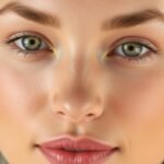 Fiatal nő arcbőrének közelképe pigmentáció megelőzéséről.