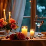 Romantikus ünneplés házassági évfordulóra gyertyafénynél.