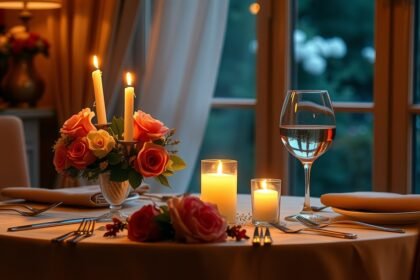 Romantikus ünneplés házassági évfordulóra gyertyafénynél.