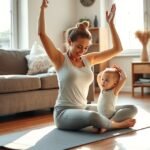 Baba-mama jóga gyakorlat otthon, anyával és kisbabával.