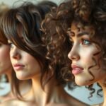 Három különböző hajtípusú nő profilja, ápolt és egészséges hajjal