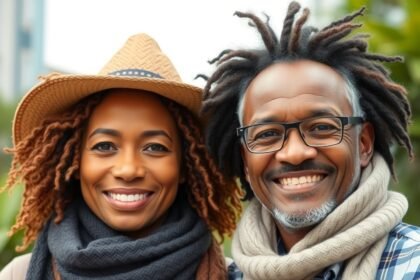 Boldog pár vegyes házasságban, eltérő kultúrákból.