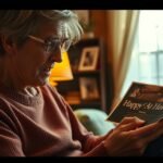 Idős nő fotóalbumot nézeget, emlékek és érzelmek között.