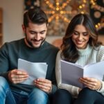 Pár romantikus levelet olvasó fiatalok egy otthonos környezetben.