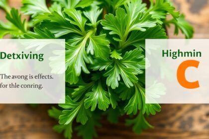 Friss petrezselyem levelek kiemelkedő méregtelenítő hatása és C-vitamin tartalma.