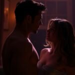 Pár közeliek a romantikus pillanatban, vágyakozós légkörben.