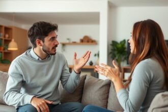 Párkapcsolati vita kommunikációs hibákról, mint kritika és védekezés.