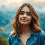 Fiatal nő mosolyog a természetben, fontos életértékekkel