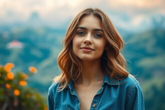 Fiatal nő mosolyog a természetben, fontos életértékekkel