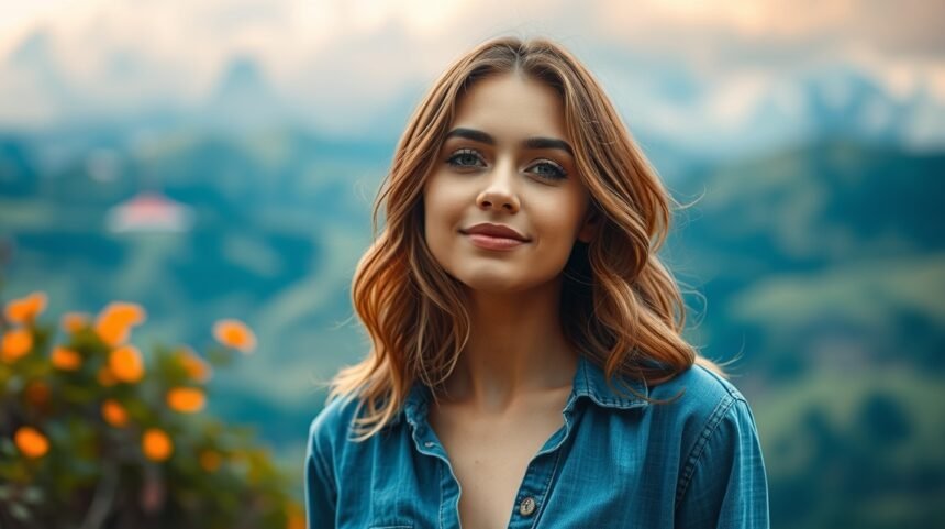 Fiatal nő mosolyog a természetben, fontos életértékekkel