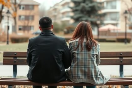 Két ember ül egy padon, távolságot tartva.