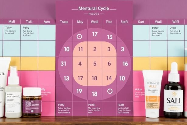 Menstruációs ciklus ábrázolása szépségápolási termékekkel.