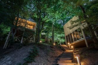 Lombházak a fák között, romantikus és természetközeli élmény