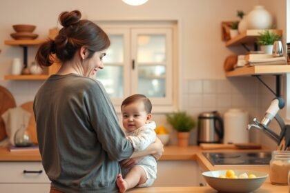 Gyakorlati háztartási tippek kisbabás anyukáknak: időbeosztás, gyors főzés, takarítás egyszerűsítése, ruhakezelés, pelenkázási trükkök és stresszkezelés a nyugodtabb mindennapokért.