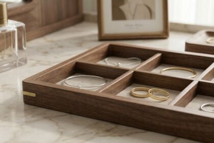 Minimalista ékszerek egy elegáns fa dobozban 2026 trendjei