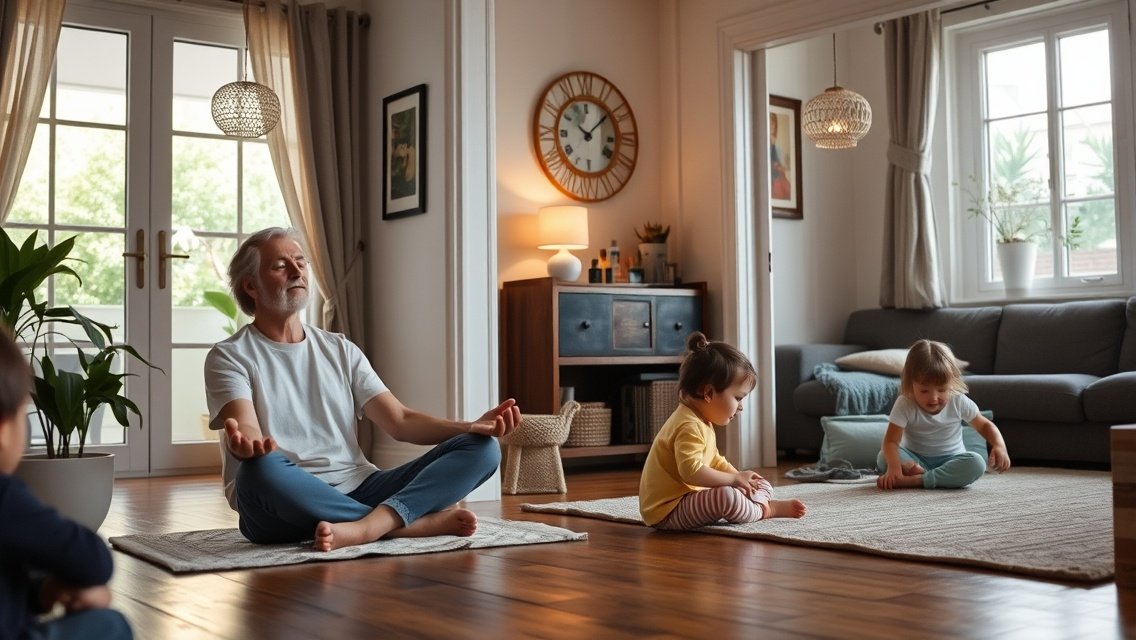 Családi idő és önfejlesztés: meditáló felnőtt és gyerekek