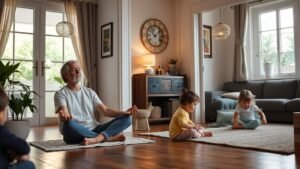 Családi idő és önfejlesztés: meditáló felnőtt és gyerekek