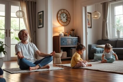 Családi idő és önfejlesztés: meditáló felnőtt és gyerekek