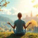 Meditáló nő természetben pozitív gondolkodásért