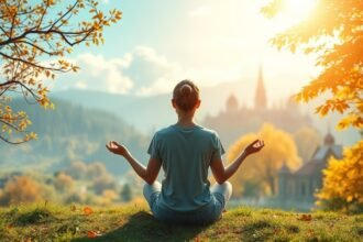 Meditáló nő természetben pozitív gondolkodásért