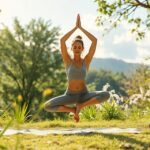Női jóga a természetben, nyári relaxáció és egyensúly keresése.