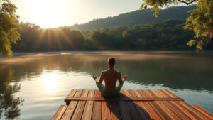 womensway 137 Meditáló személy a természetben, nyári lelki egyensúly technikákhoz.